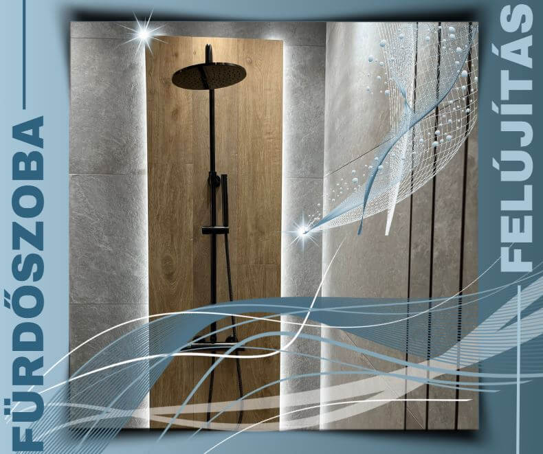 fürdőszoba felújítás zuhanyzó falban led világítás